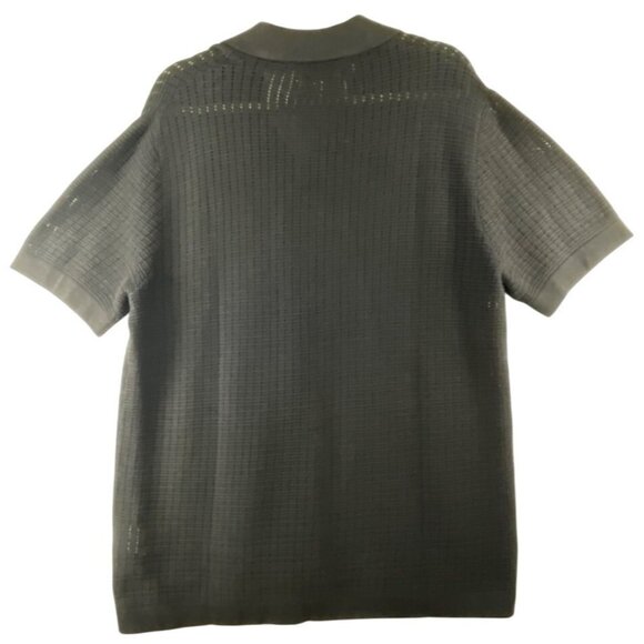 DKNY Mens  Size M Black Short-Sleeve Open-Knit Button-Up Shirt - Picture 3 of 11